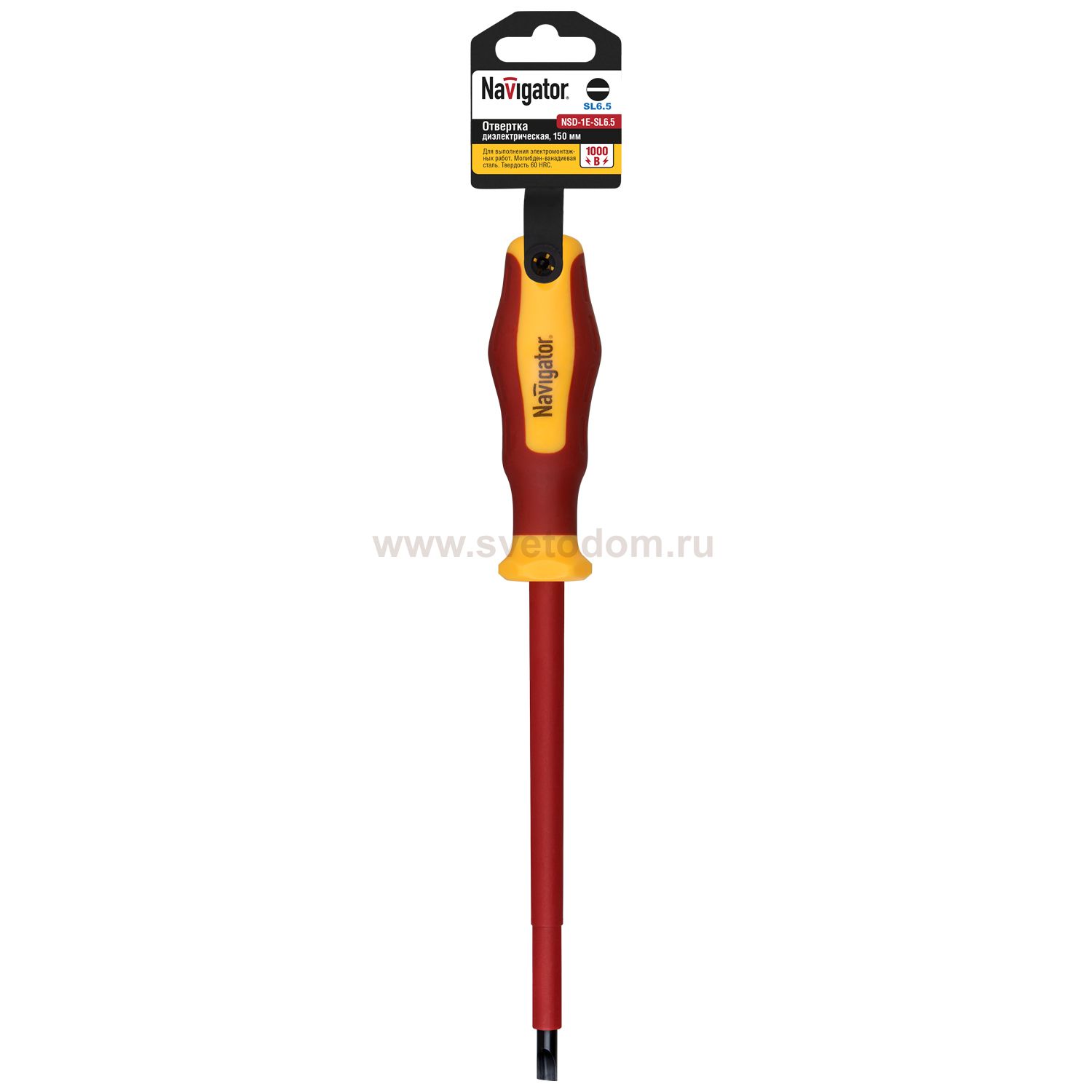 Отвёртка Navigator 71 951 NSD-1E-SL6.5x150 шлицевая, 1000 В