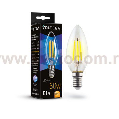 Лампочка Voltega 7198 Candle 6W