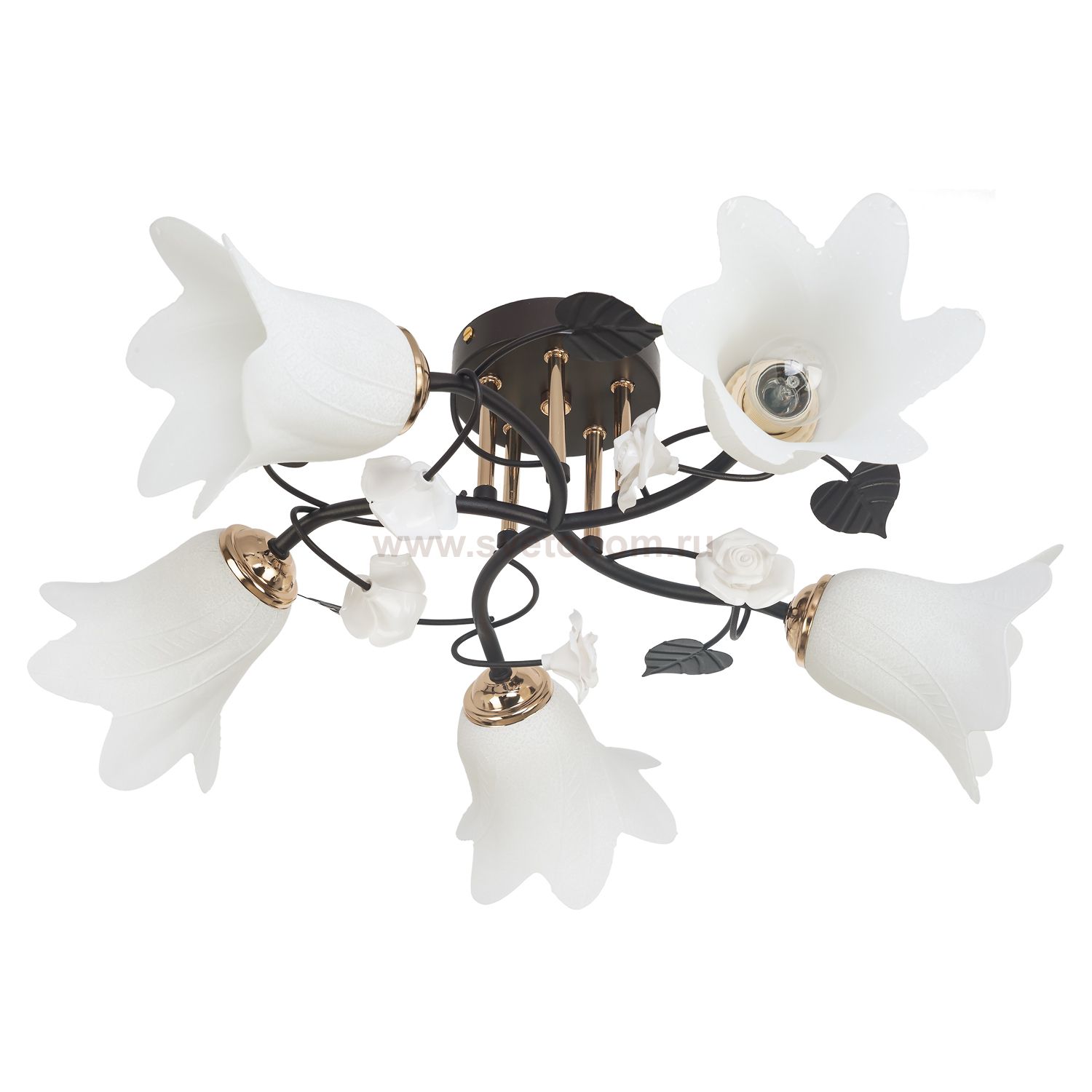 Светильник ЭкономСвет 7319/5BK+GD WT