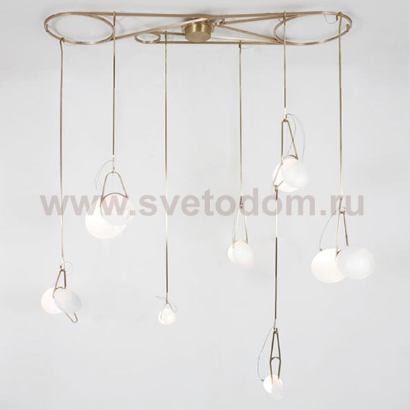 Люстра в стиле постмодерн цвета латуни с изогнутым стеклом clamp 7 ImperiumLoft 73430-22