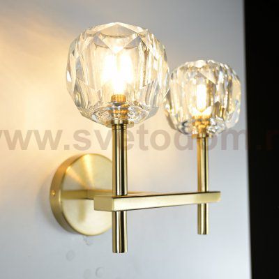 Бра RH Boule de Cristal Double Sconce Brass ImperiumLoft 73769-22