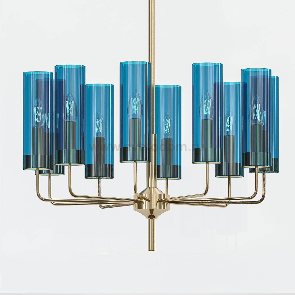 Люстра Hans-Agne Jakobsson Brass Blue Glass Tube Chandelier 6 Hans-Agne Jakobsson ImperiumLoft 74892-22
