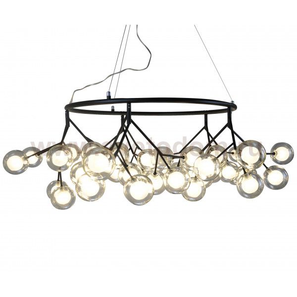 Люстра КАУКАС черная (белые плафоны) d105 h40 G4 67,5W (Led лампы в комплекте, 4000K) Kink light 07526-54а,19