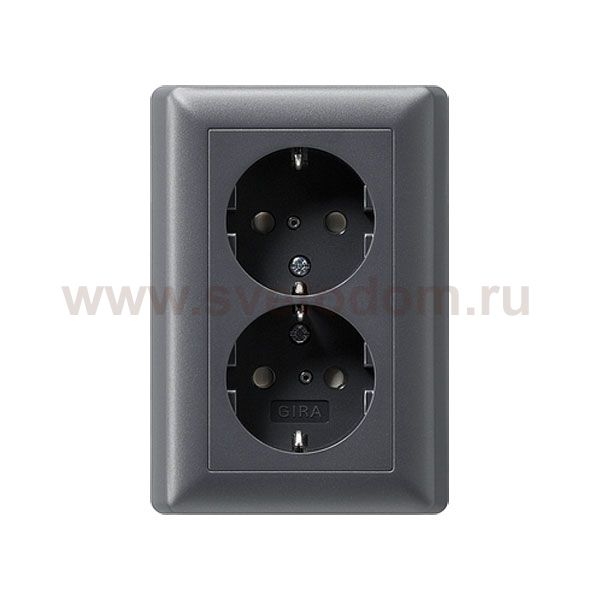 Gira S-55 Антрацит Розетка 2-я с/з с пиктограммой (G78328)