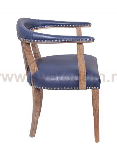 Мягкий стул с подлокотниками Tanner Blue Leather MAK interior 7LV262-BL Синий