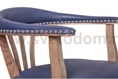 Мягкий стул с подлокотниками Tanner Blue Leather MAK interior 7LV262-BL Синий