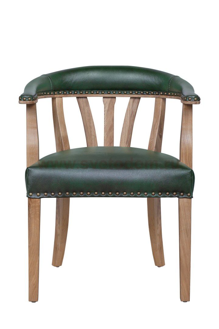 Мягкий стул с подлокотниками Tanner Green Leather MAK interior 7LV262-GR Зеленый