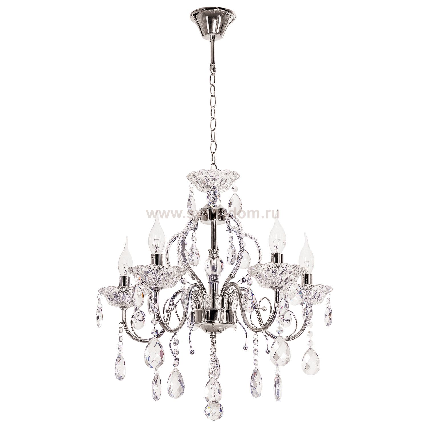 Люстра классическая с хрусталем Экономсвет 8010/5CR WT