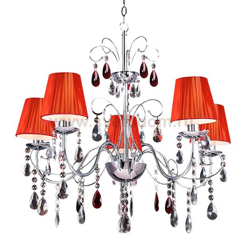 Люстра с красными абажурами Colosseo 80910/5 Vittoriana