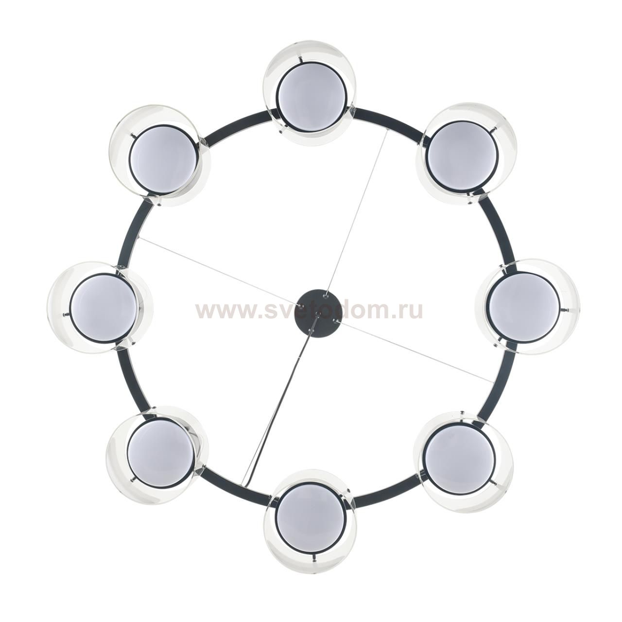 8232/8Y COMFI LN25 193 черный/прозрачный, металл/стекло Светильник подвесной LED GX70 8*10W 220V NATALINA