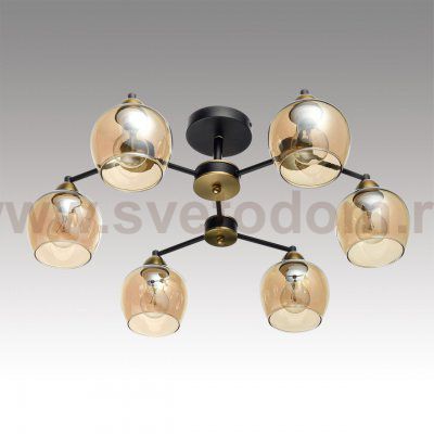 8249/6C COMFI LN 000 черный/античное золото/янтарный, металл/стекло Люстра потолочная Е27 6*60W 220V LANDA