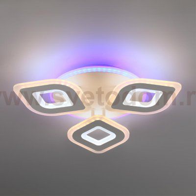 8255/62CL LEDIO LN 000 белый, металл/акрил Светильник потолочный с ПДУ LED 62W+подсветка 220V VIKKI