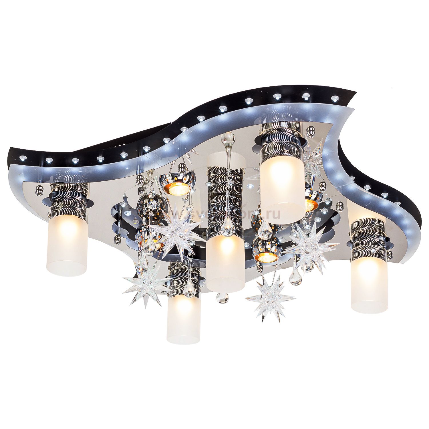 Светильник ЭкономСвет 8256/5+4BK+CR RC WT LED