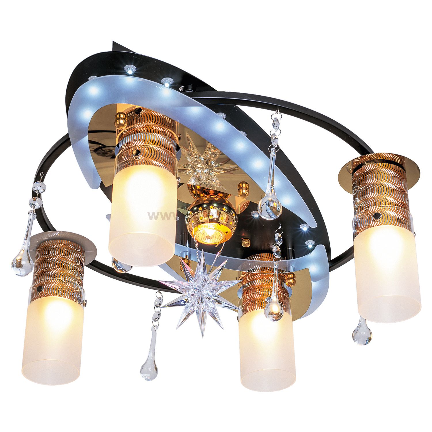 Люстра в стиле Космос Экономсвет 8257/4+1BK GD RC LED