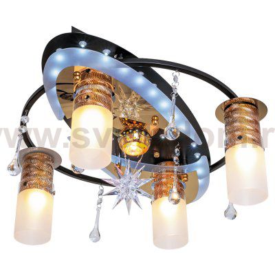 Люстра в стиле Космос Экономсвет 8257/4+1BK GD RC LED