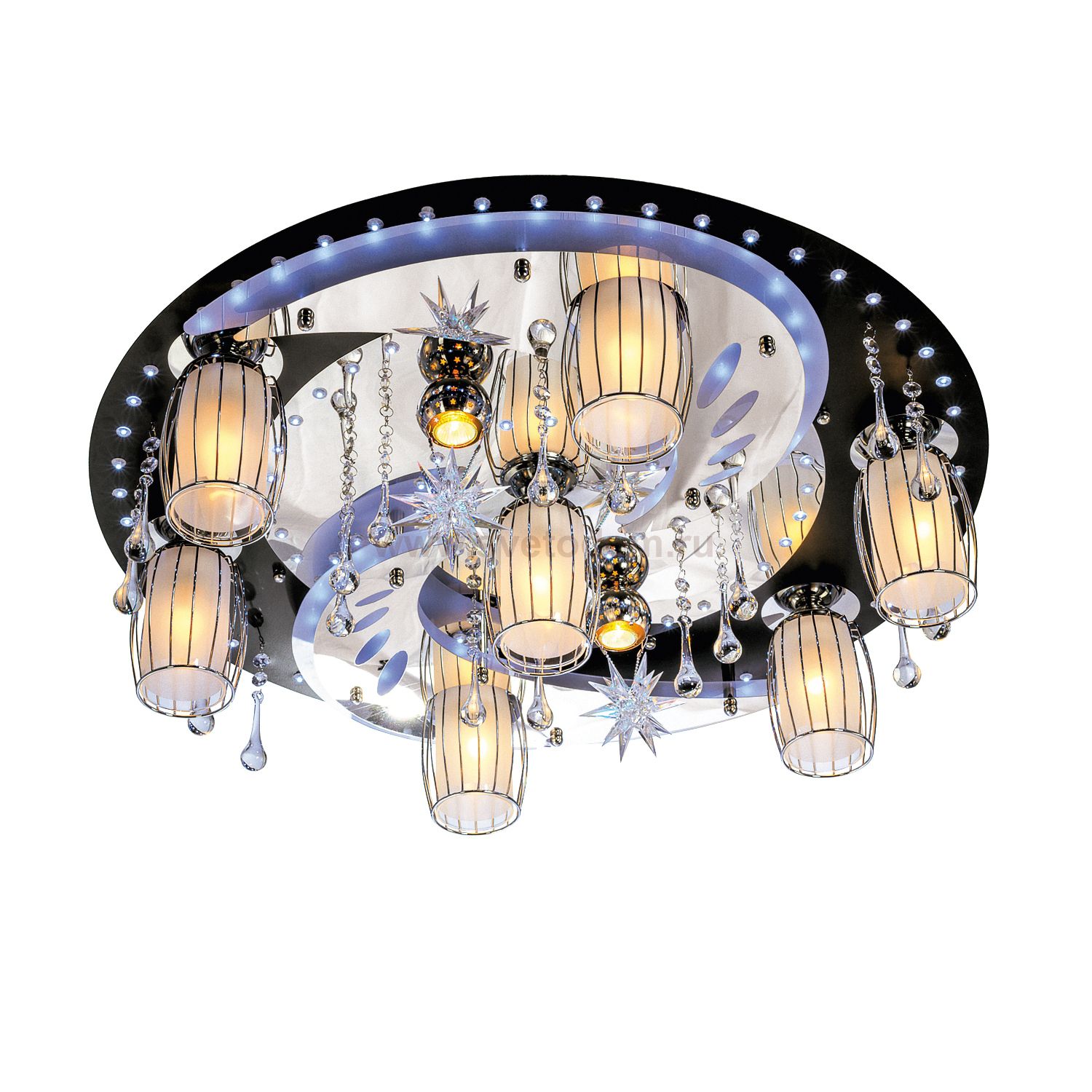 Потолочный светильник Экономсвет 8262/7+2BK+CR RC WT LED