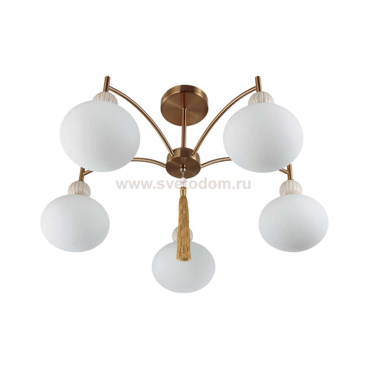 8272/5C NEOCLASSI латунь/бежевый/белый, металл/керамика/стекло Люстра потолочная Е14 5*40W 220V GLORIYA