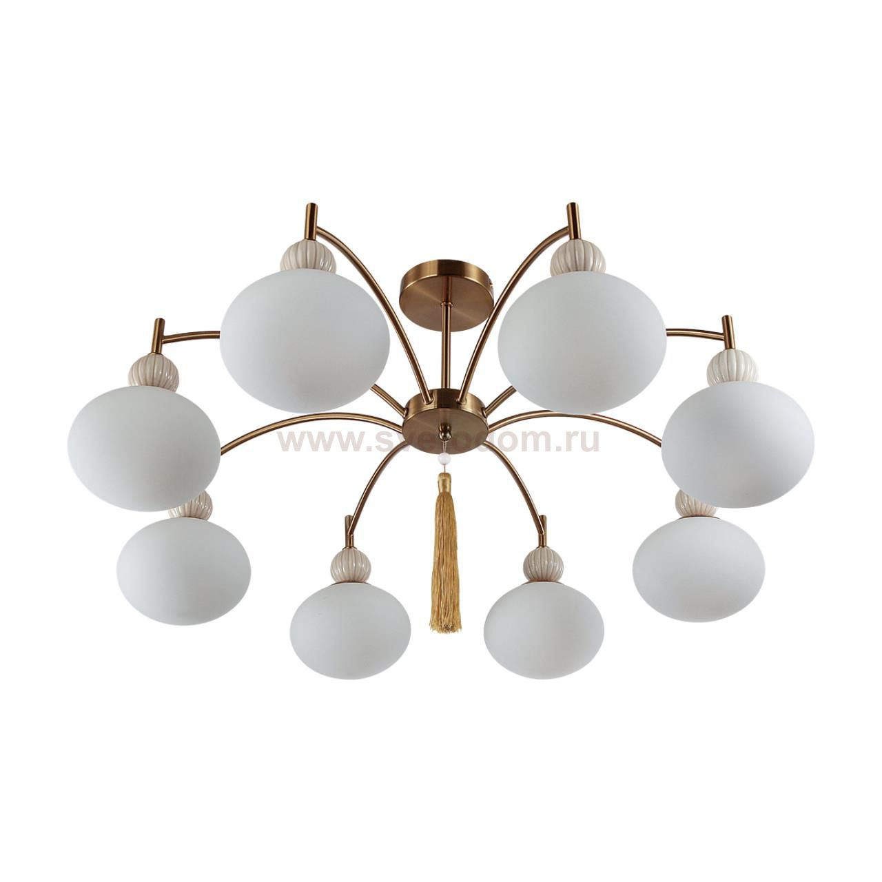 8272/8C NEOCLASSI латунь/бежевый/белый, металл/керамика/стекло Люстра потолочная Е14 8*40W 220V GLORIYA