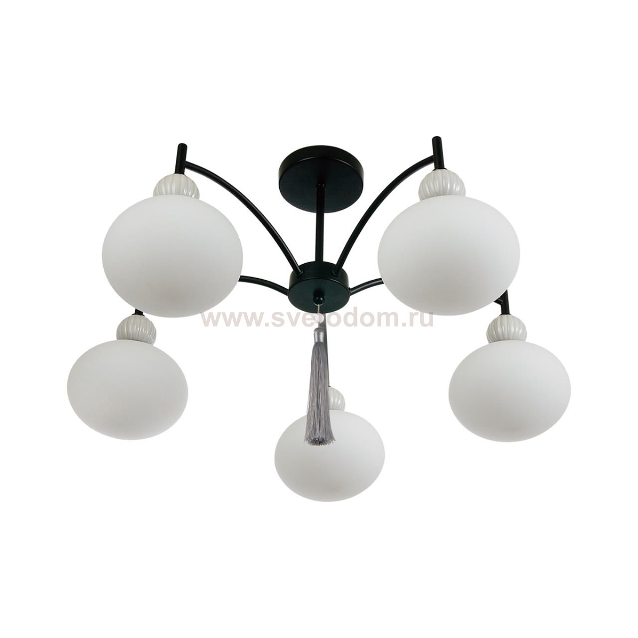 8273/5C NEOCLASSI черный, серый/белый металл, керамика/стекло Люстра потолочная Е14 5*40W 220V GLORIYA