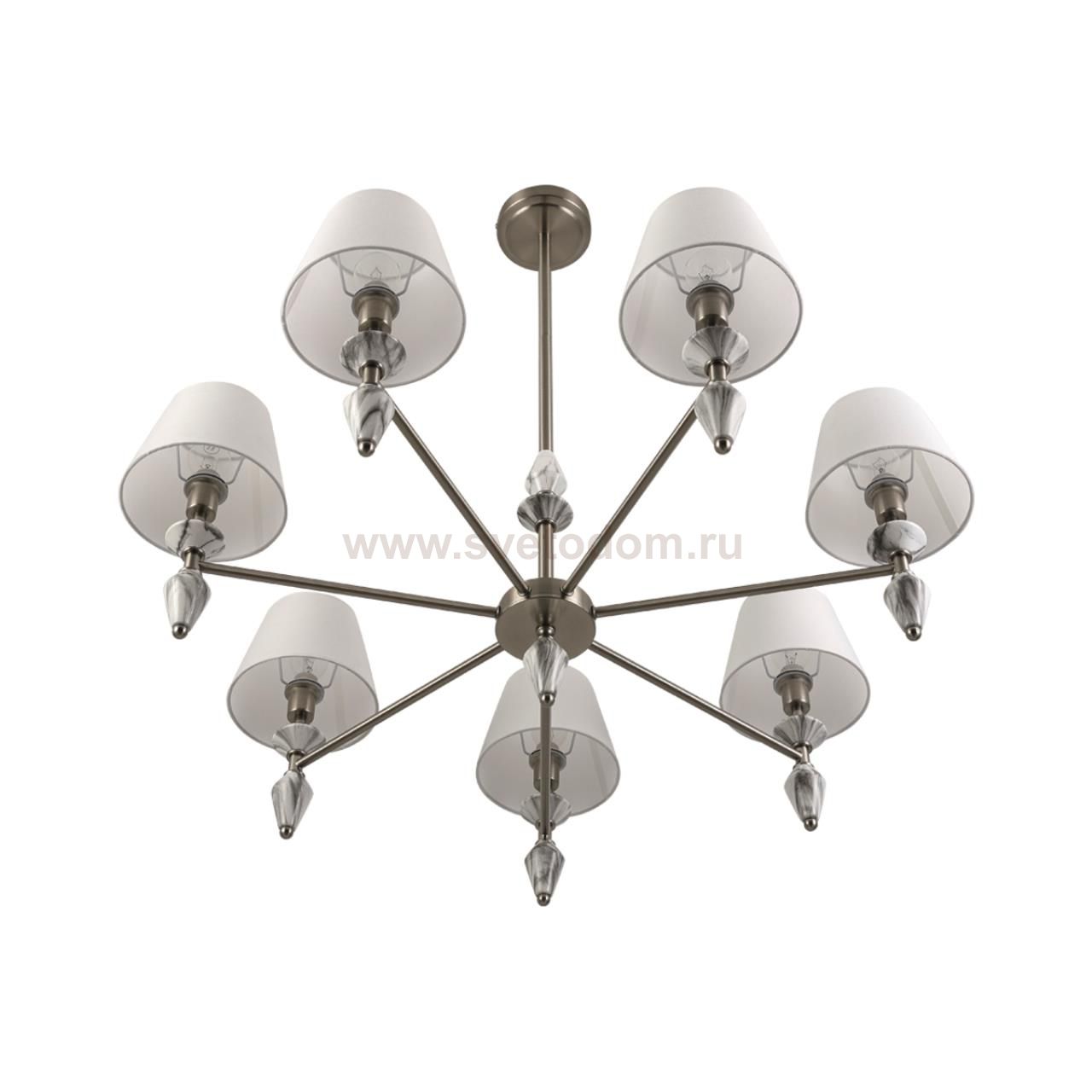 8274/7 CLASSI никель/белый/серый, металл/керамика/ткань Люстра Е14 7*40W 220V VERMONT