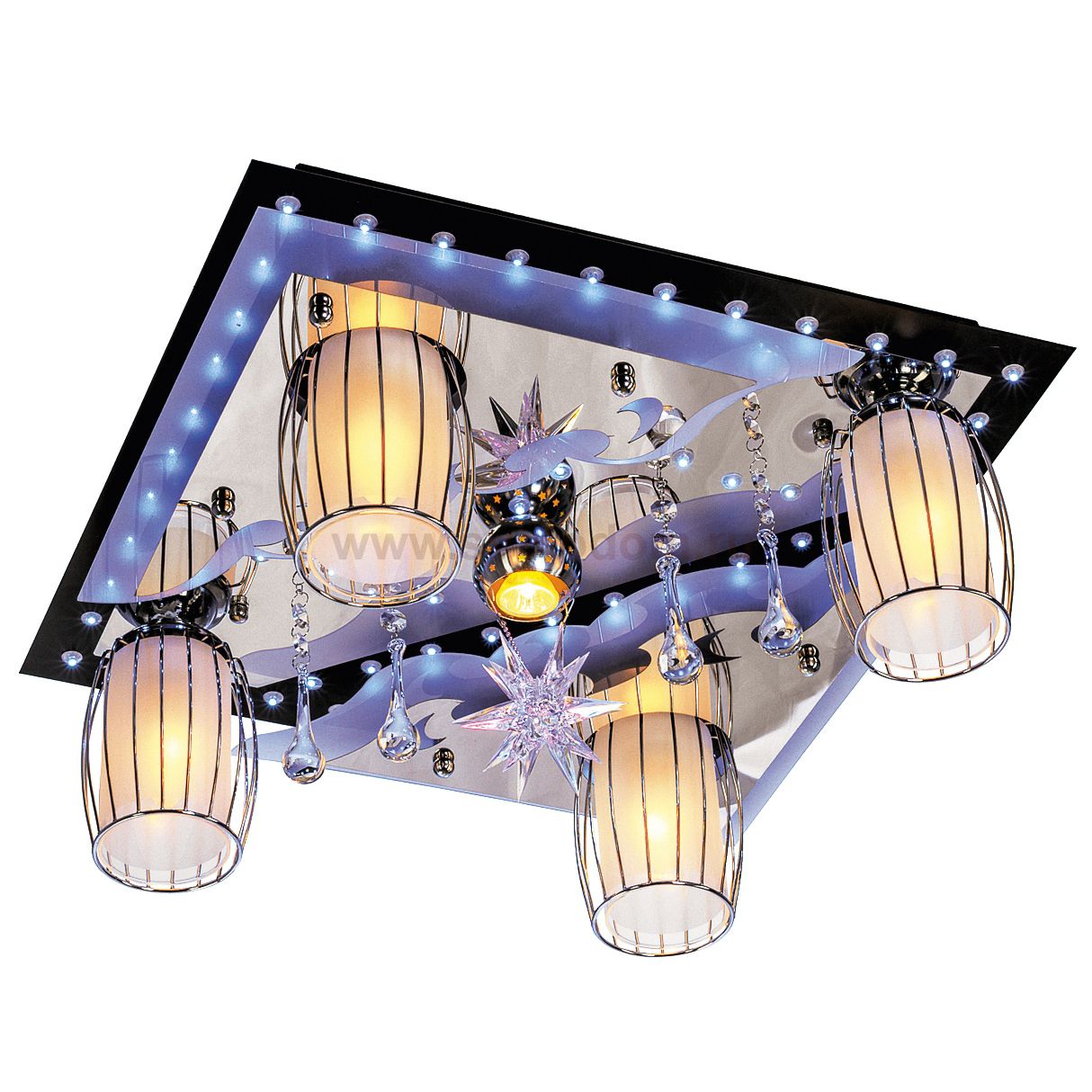 Потолочный светильник Экономсвет 8276/4+1BK+CR RC WT LED