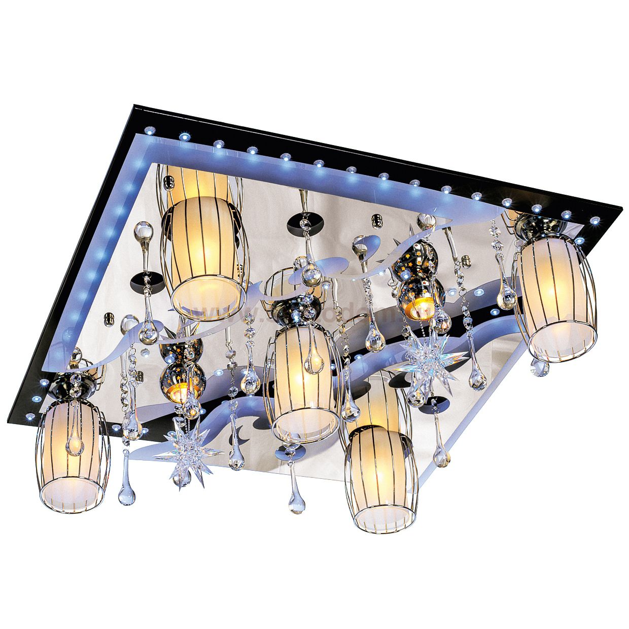 Потолочный светильник Экономсвет 8276/5+2BK+CR RC WT LED