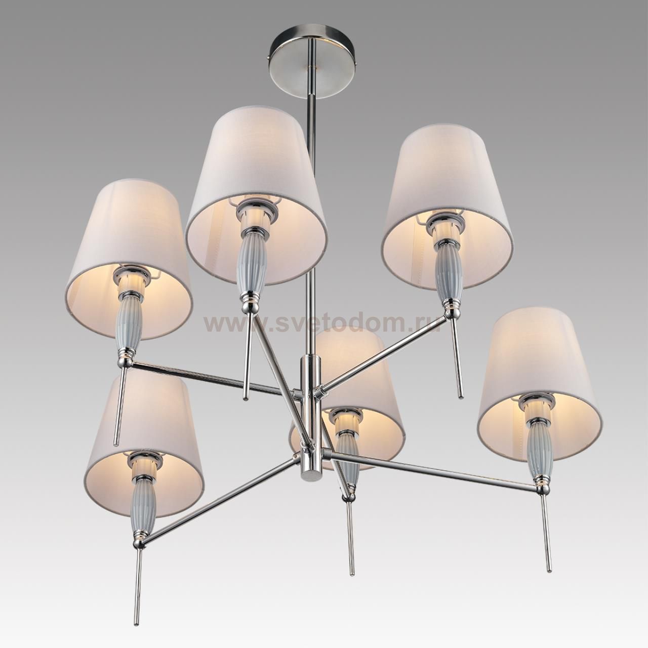 8279/6 CLASSI хром/серый, металл/керамика/текстиль Люстра Е14 6*40W 220V KARMEN