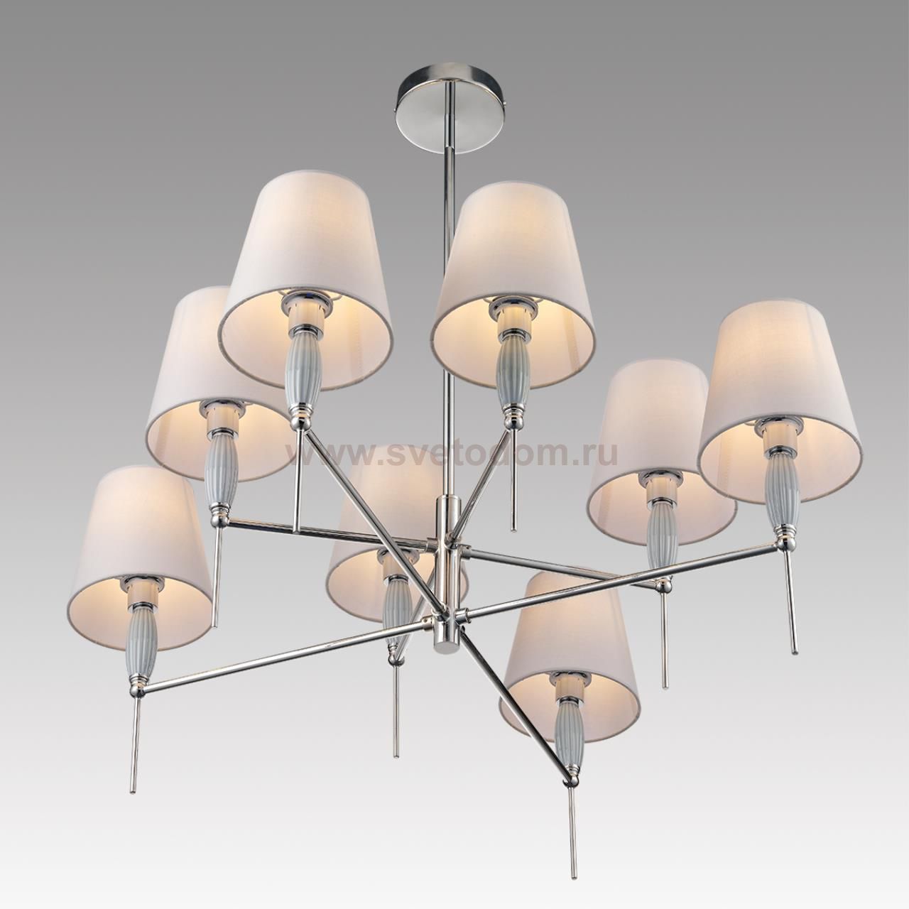 8279/8 CLASSI хром/серый, металл/керамика/текстиль Люстра Е14 8*40W 220V KARMEN