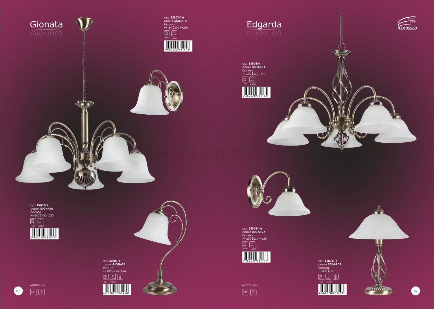 Светильник бра Colosseo 82803/1W GIONATA