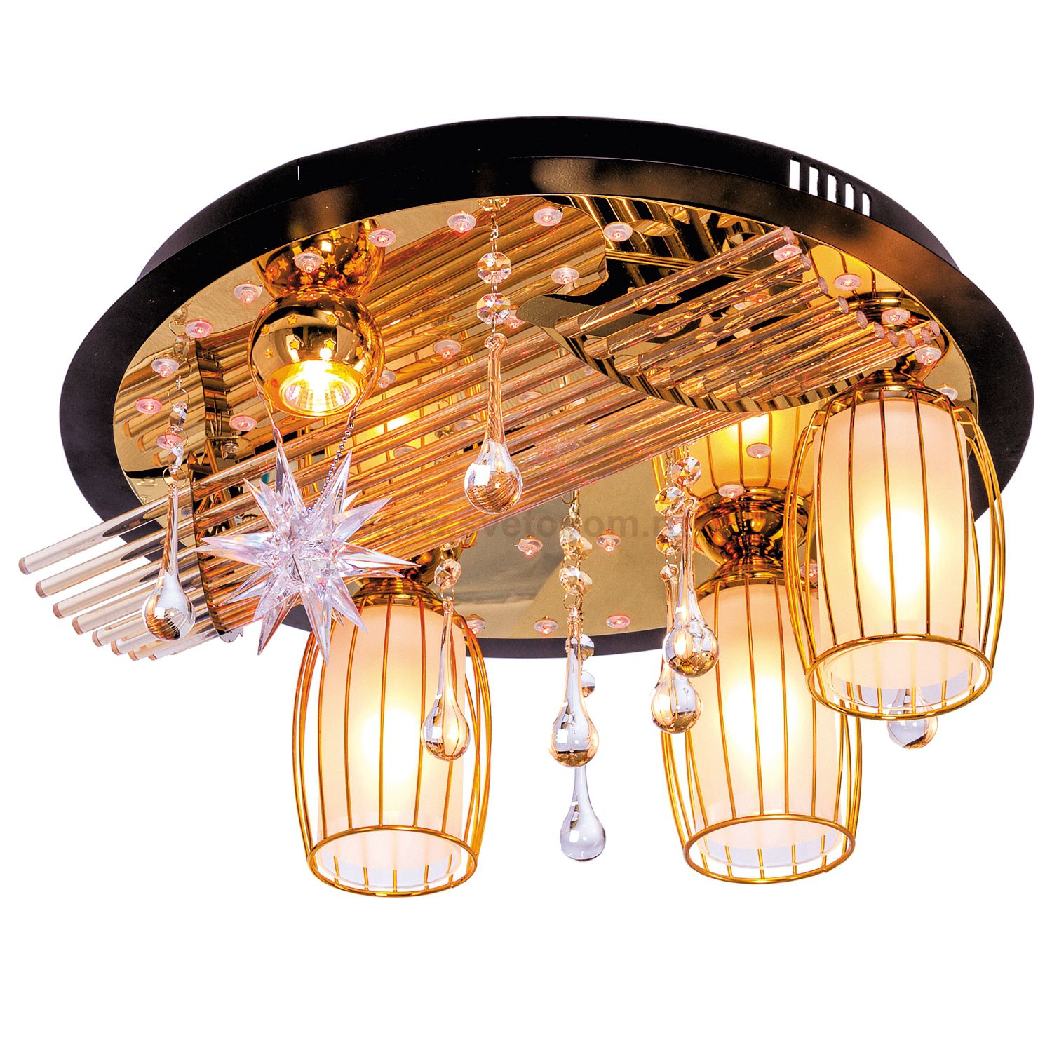 Потолочный светильник Экономсвет 8281/3+1BK+GD RC RBPLED