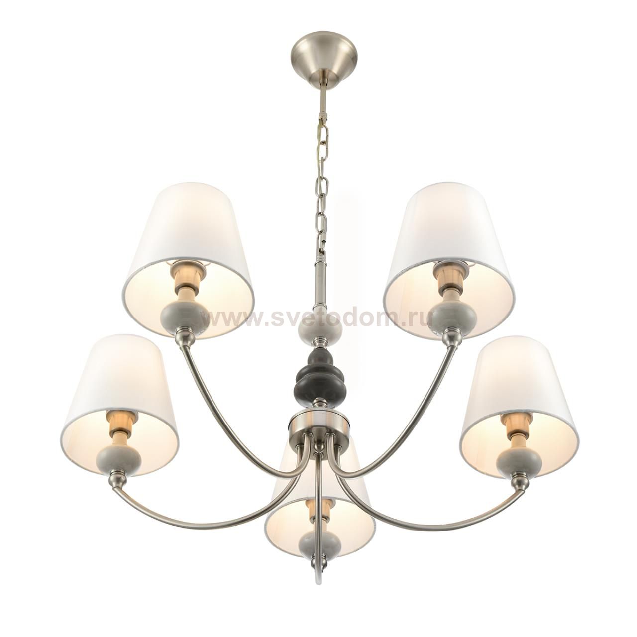 8283/5 CLASSI никель/белый, металл/керамика/текстиль Люстра Е14 5*40W 220V KENTUKI