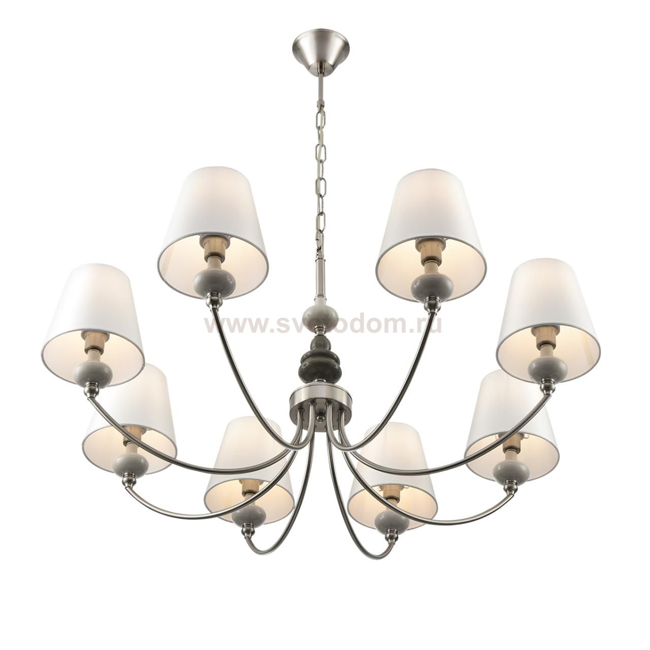 8283/8 CLASSI никель/белый, металл/керамика/текстиль Люстра Е14 8*40W 220V KENTUKI