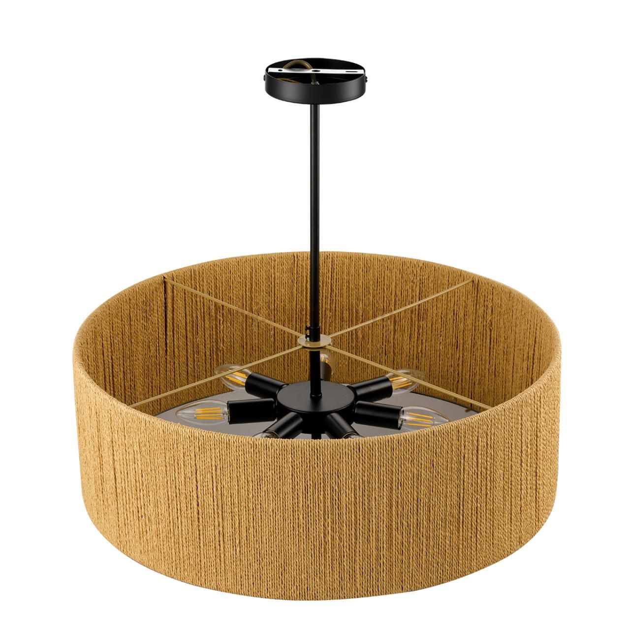 8286/7 ECO черный/коричневый, металл/веревка/стекло Люстра потолочная Е14 7*40W 220V SILVANA