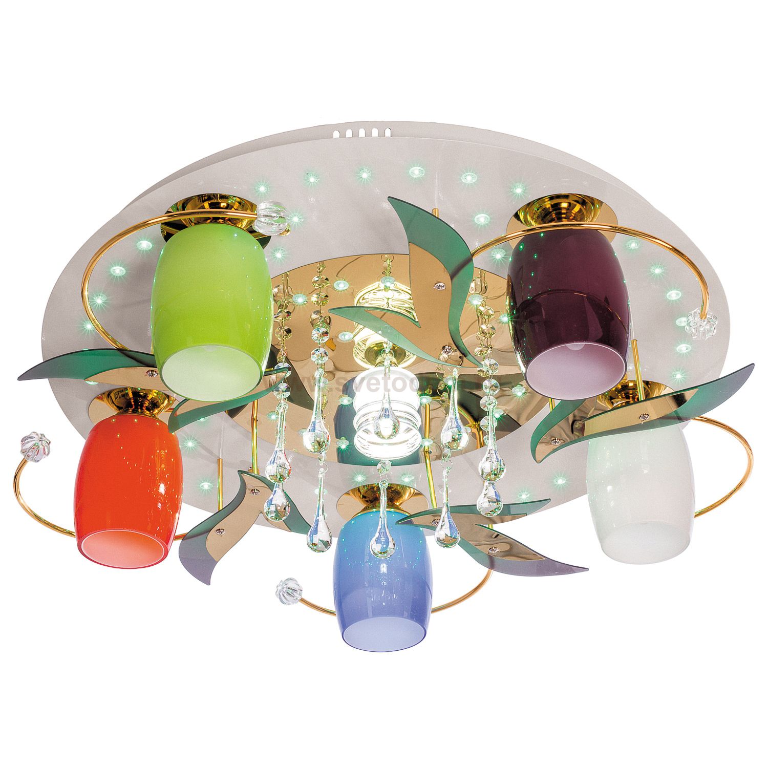 Светильник ЭкономСвет 8312/5+1WT+GD MIX RC RDGNGDLED