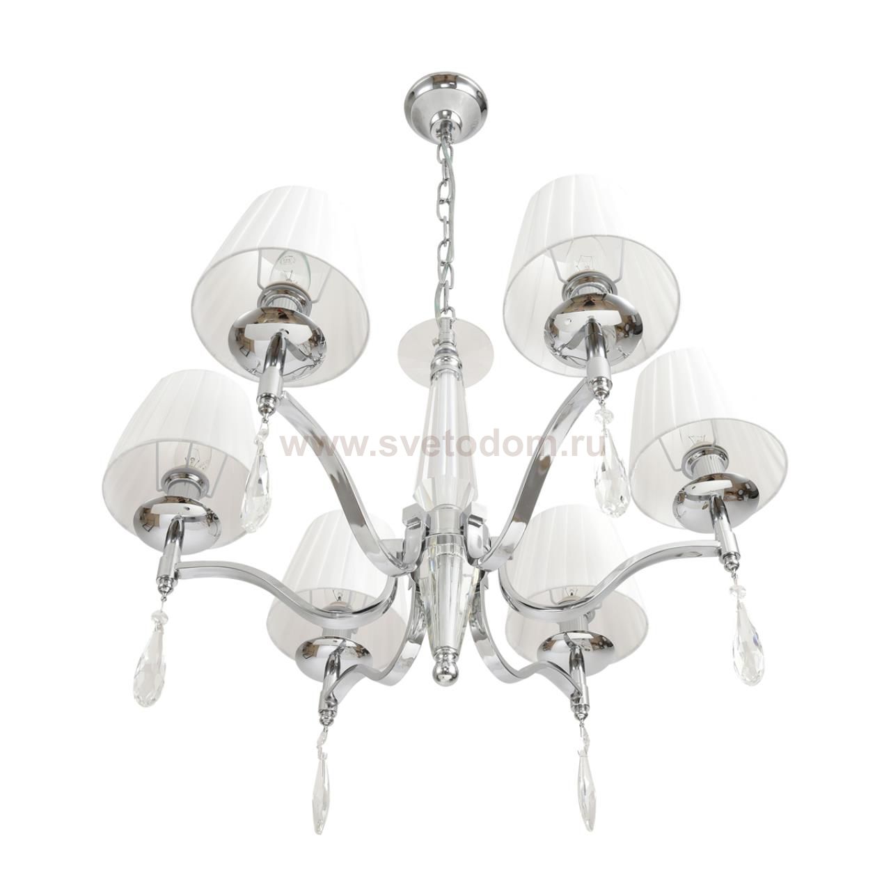8316/6 CLASSI LN26 хром/белый, металл/хрусталь/текстиль Люстра E14 6*40W 220V MAGDA