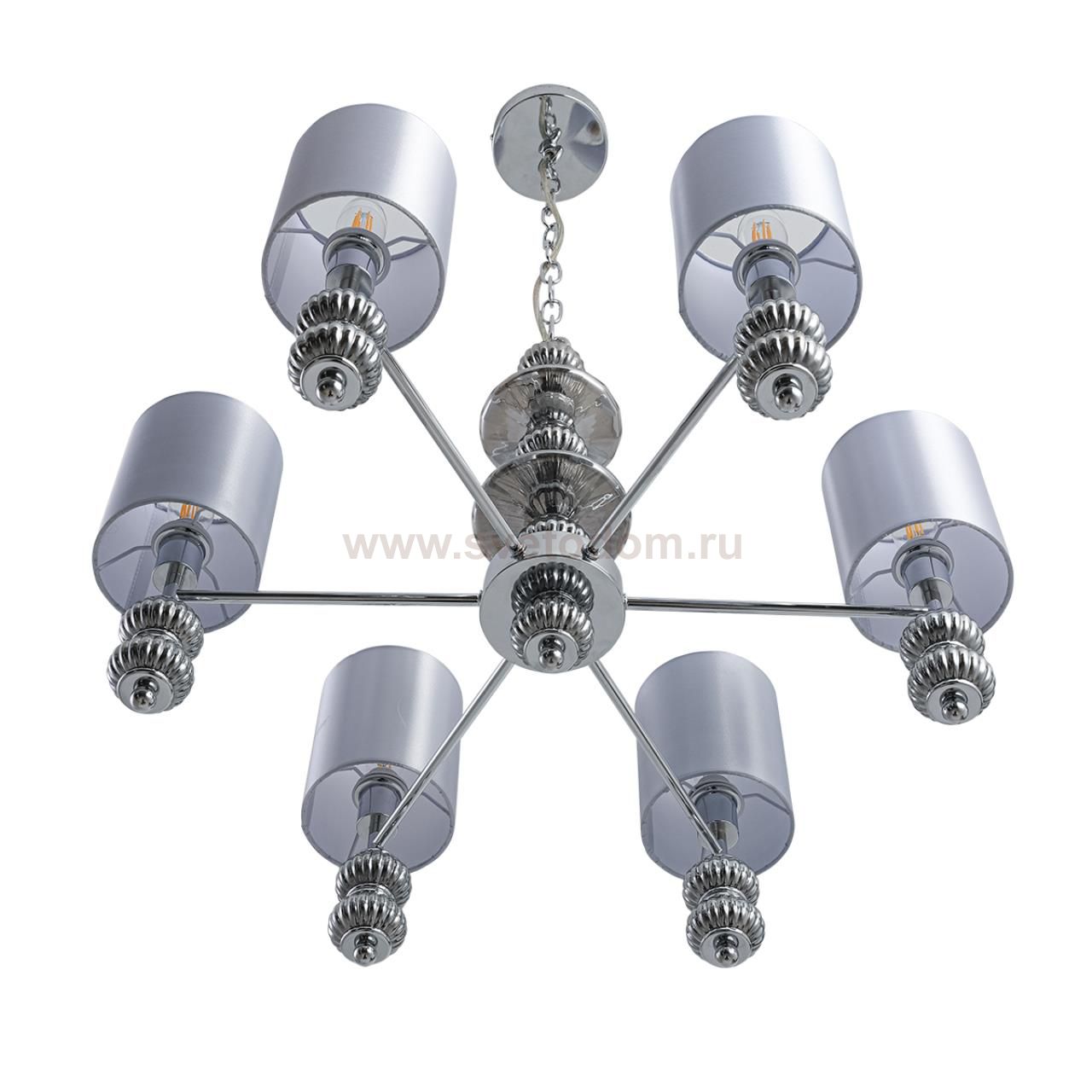 8338/6 MODERNI хром/серый, металл/стекло/текстиль Люстра E14 6*40W 220V ILMIRA