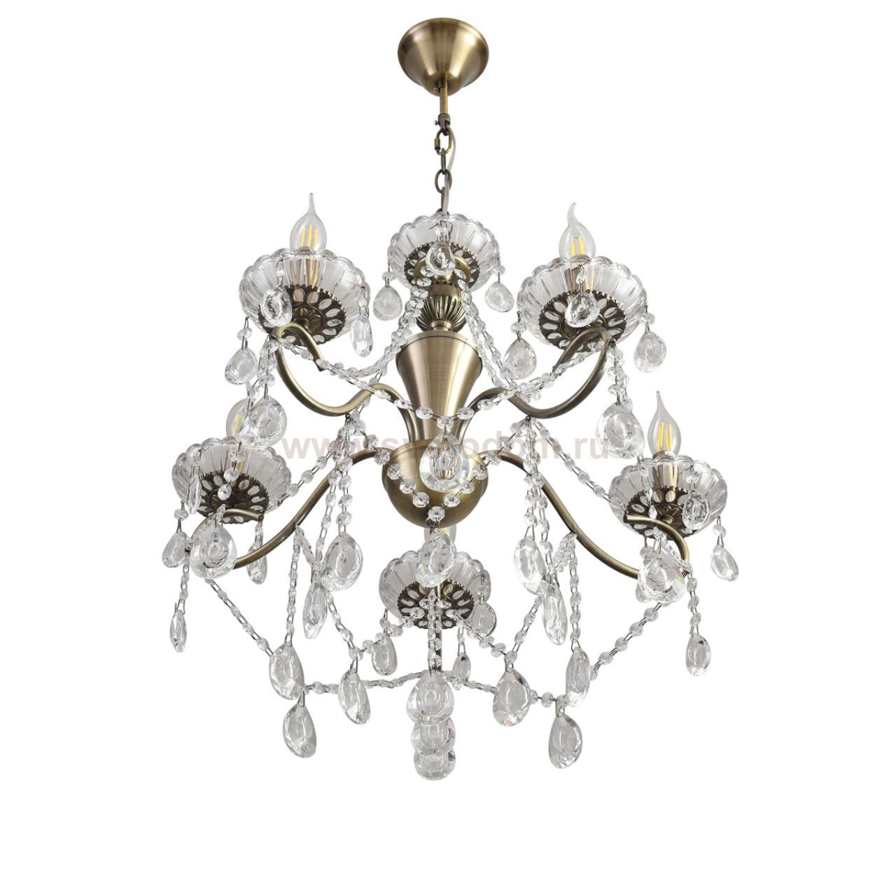 8346/5 CLASSI бронза/прозрачный, металл/хрусталь Люстра потолочная E14 5*40W 220V LUINA