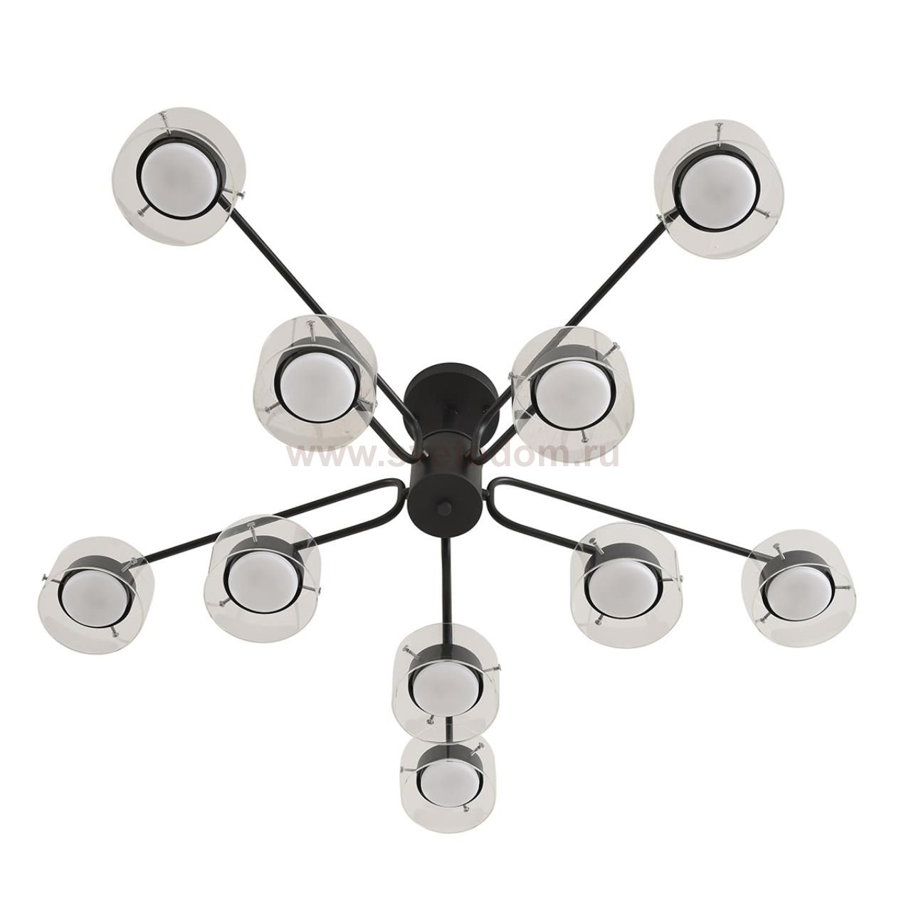 8349/10C COMFI черный/прозрачный, металл/стекло Светильник потолочный LED GX53 10*7W 220V NATALINA