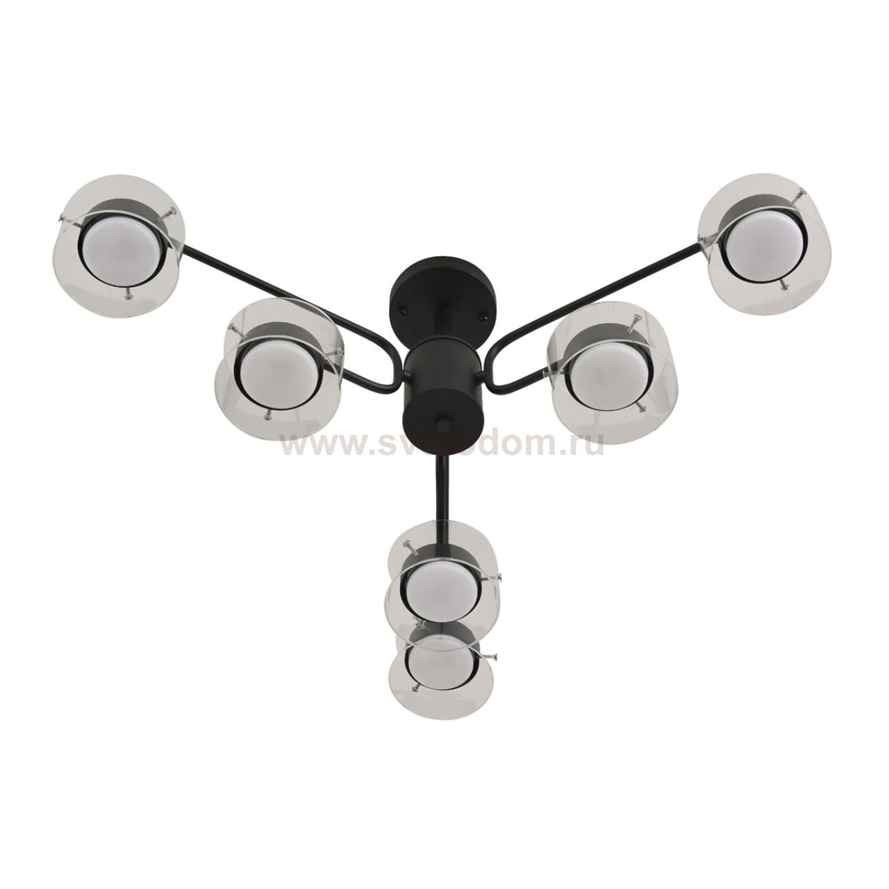 8349/6C COMFI черный/прозрачный, металл/стекло Светильник потолочный LED GX53 6*7W 220V NATALINA