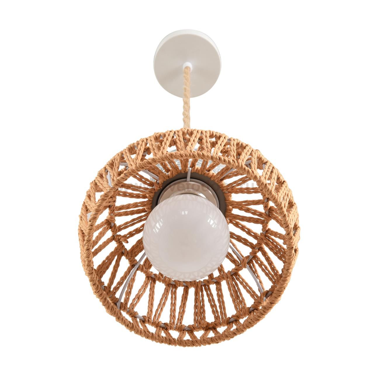 8367/1A ECO LN26 327 серый/белый/бежевый, цемент/металл/джутовый шнур Подвес E27 LED 10W 220V BOHO