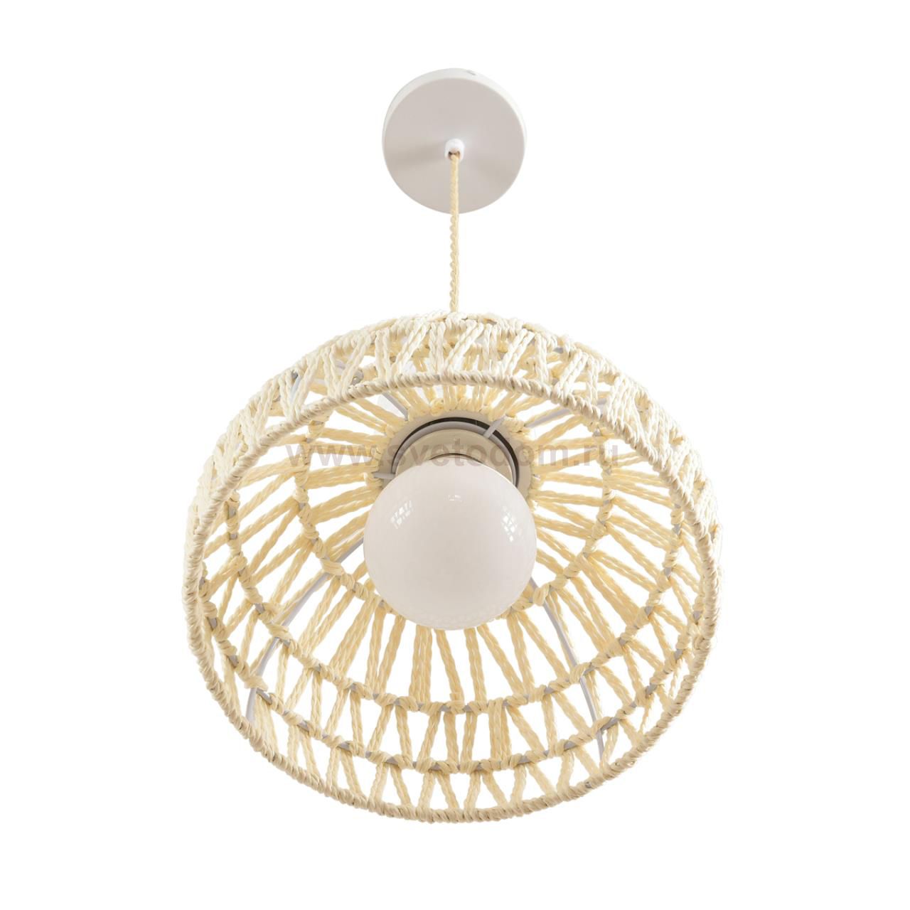 8368/1A ECO LN26 327 белый/бежевый, цемент/металл/джутовый шнур Подвес E27 LED 10W 220V BOHO