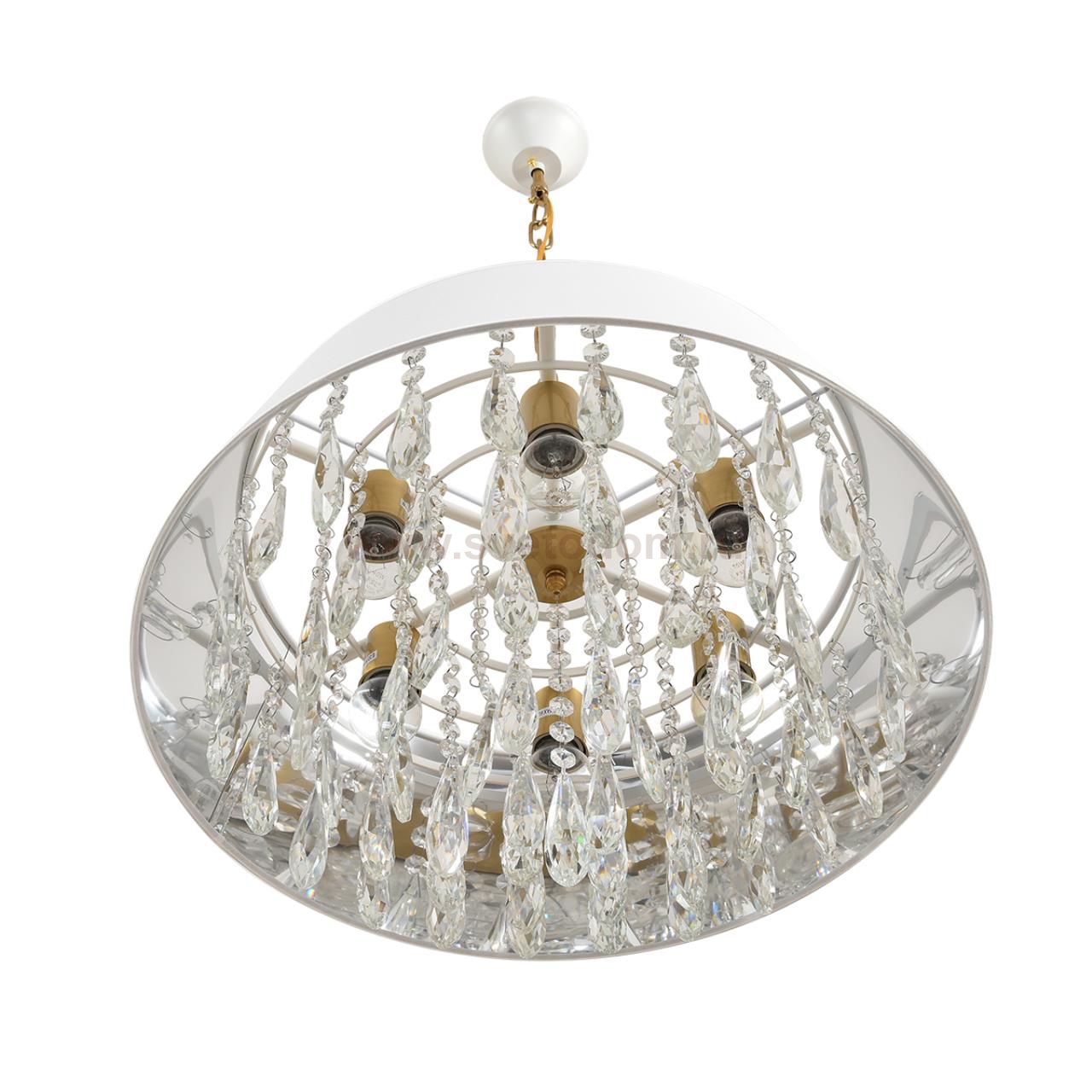 8374/6 CLASSI LN латунь/белый/прозрачный, металл/текстиль/хрусталь Люстра подвесная E27 6*60W 220V MITRIM