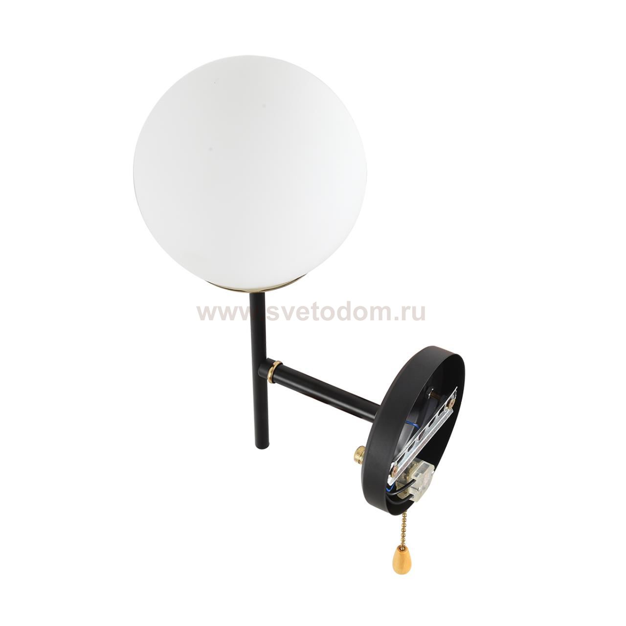 8375/1W MODERNI LN черный/латунь/белый, металл/стекло Бра E27 60W 220V ELRONA