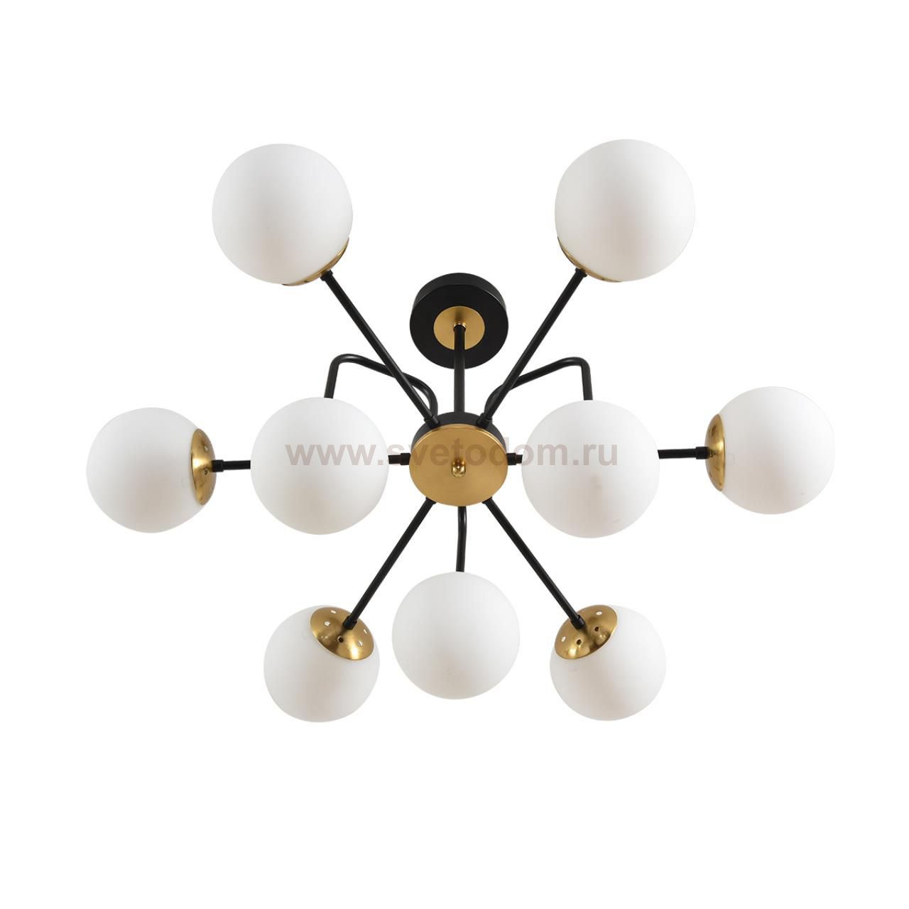 8375/9C MODERNI LN черный/латунь/белый, металл/стекло Люстра потолочная E27 9*60W 220V ELRONA