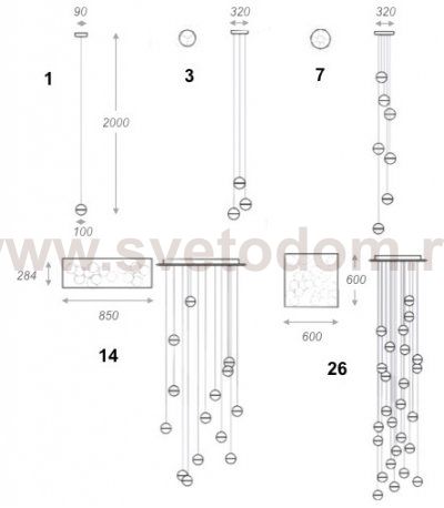 Светильник Bocci 14.1 Single Bubbles Led Crystal Glass 1 Ball ImperiumLoft 85101-22