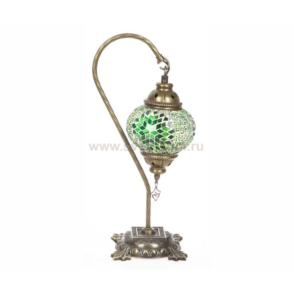 Настольная лампа МАРОККО зеленая h20 d12 E14 1*40W Kink light 902,07