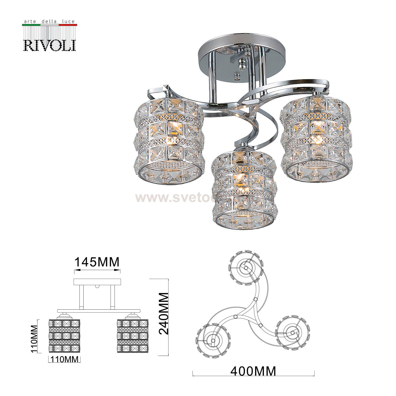 Люстра Rivoli Carolina 9079-303 3 * Е27 40 Вт модерн