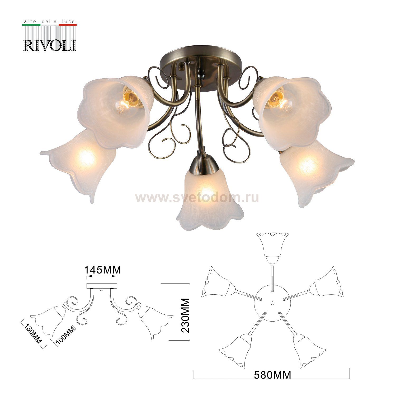 Люстра Rivoli Rosa 9087-305 5 * Е27 40 Вт модерн
