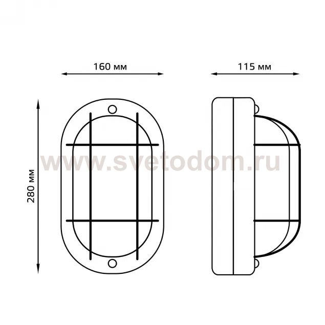 Светильник Gauss НБП IP54 280*160*115 овал с решеткой под лампу Е27 max 100W