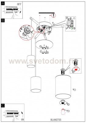 Светильник подвесной Eglo 92755 TOMBOLO